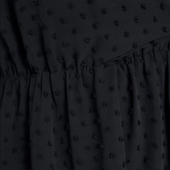 Black SwissDot Side Tie Ruffle Mini Jumpsuit Dress - Picture 9 of 13